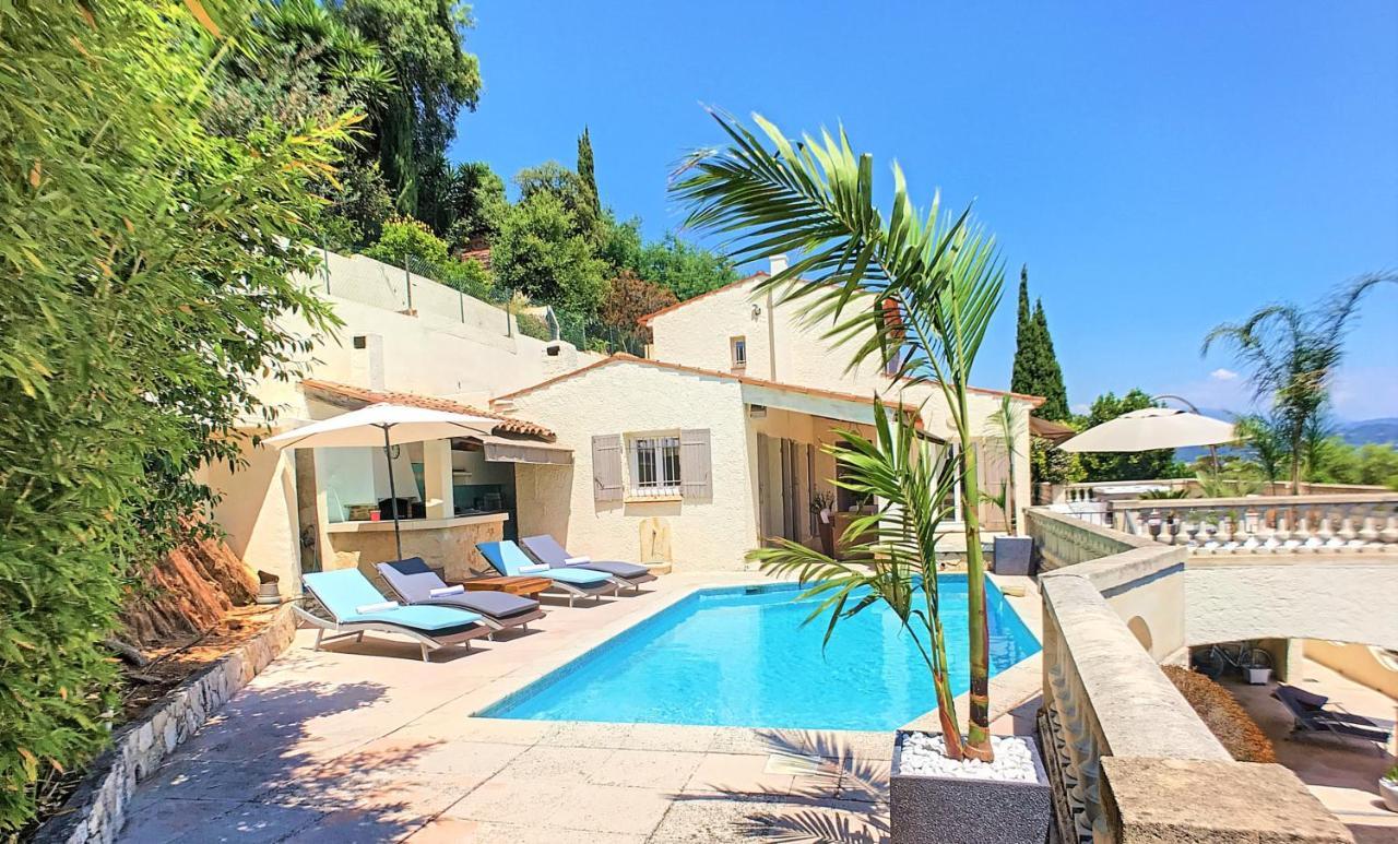 3 Bedrooms Villa Near Cannes - Pool & Jacuzzi - Sea View Манделю-ла-Напул Екстериор снимка